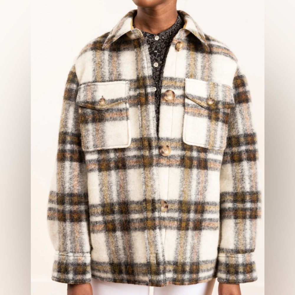 Isabel Marant Etoile Gaston Jacket Plaid Wool Blend Jacket
